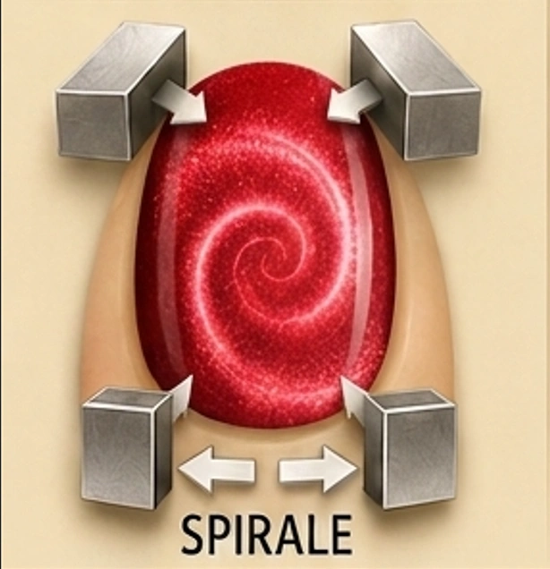 10. Spirale (Komplexer Wirbel durch 4 Eck-Magnete)