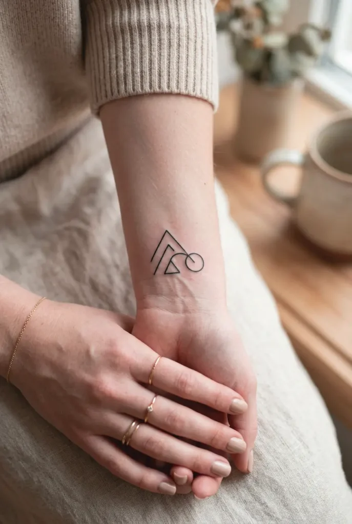 Handgelenk mit klarem Symbol-Tattoo und definierten Linien