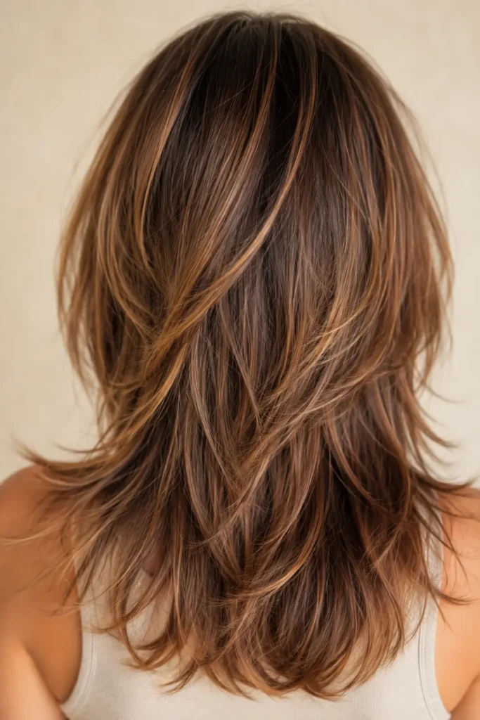 Nahaufnahme der weichen Stufenschnitt-Übergänge am Hinterkopf