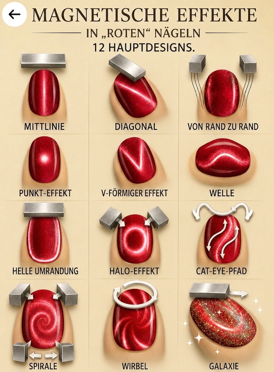 Rote Cat Eye Nails Die 12 besten Magnet-Effekte & Step-by-Step Anleitung