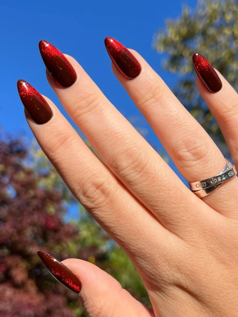 Rote Cat Eye Nails