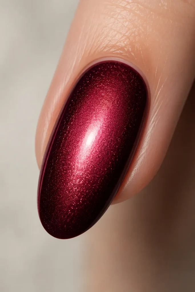 Vollflächiger Glow-Effekt bei Cat Eye Nails mit zentriertem Lichtreflex