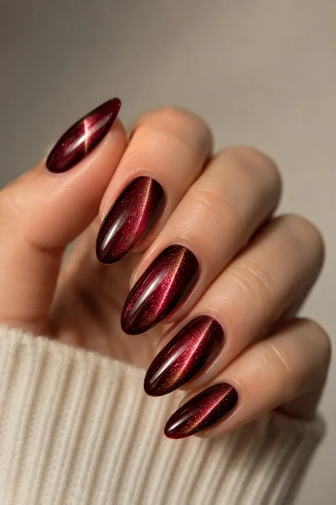 Magnet wird an der Nagelspitze für die Smile-Line-Technik angesetzt