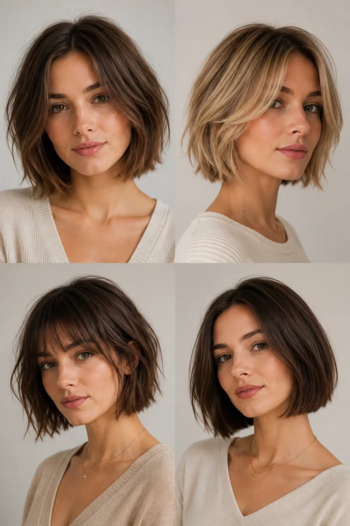 model with short straight Bob hairstyle
